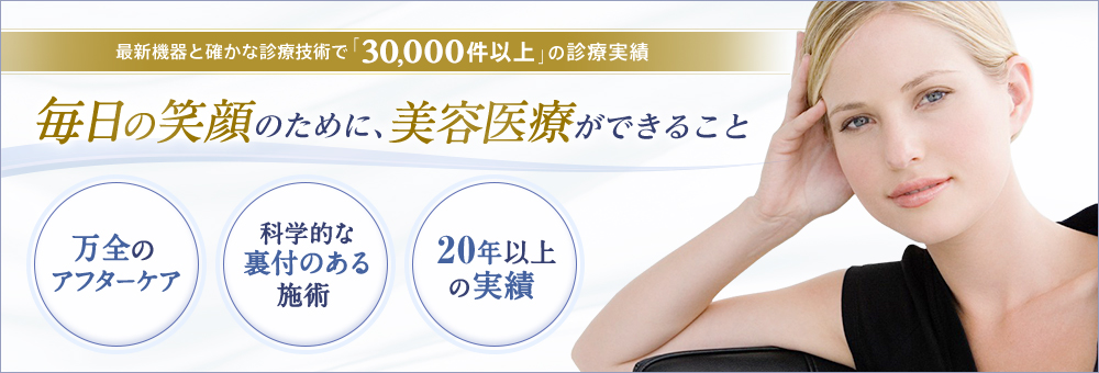 最新機器と対価な診療技術で「30,000件以上」の診療実績 毎日の笑顔のために、美容医療ができること